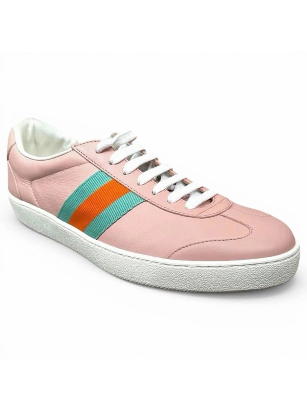 NEW Gucci Women's Sneakers Pink G74 Leather Web White size 38 8 US - Picture 10 of 10